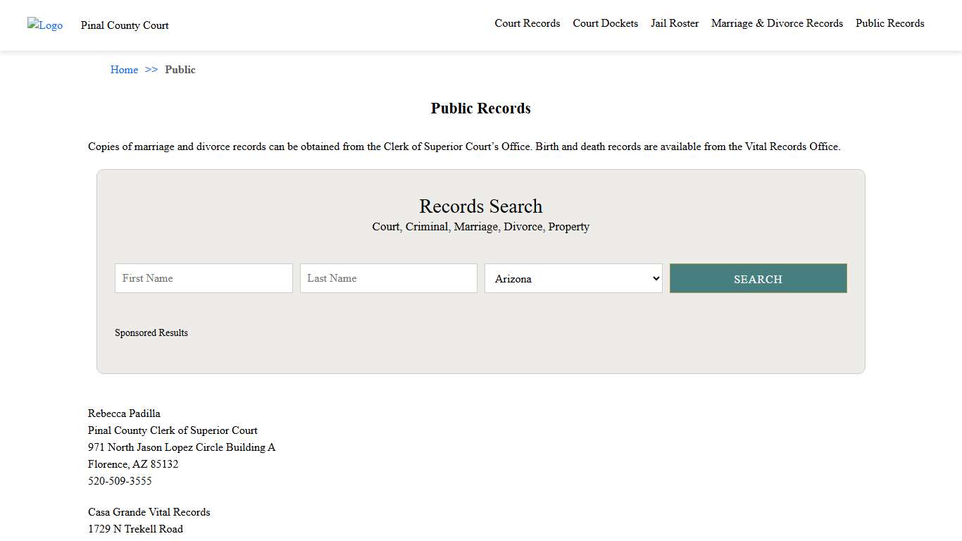 Public Records | Pinal County Court